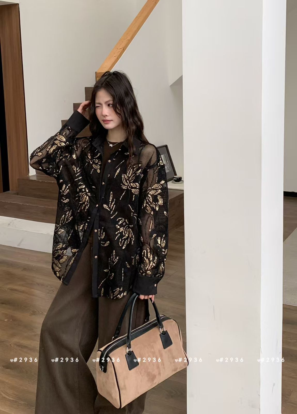 Elegant Sequence Detailed Shirt FT668