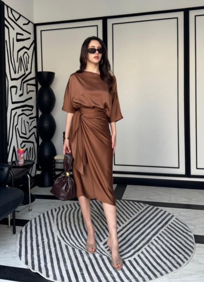 Satin Wrap Dress FT702