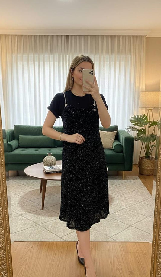 Contrast Panel Column Dress FT671