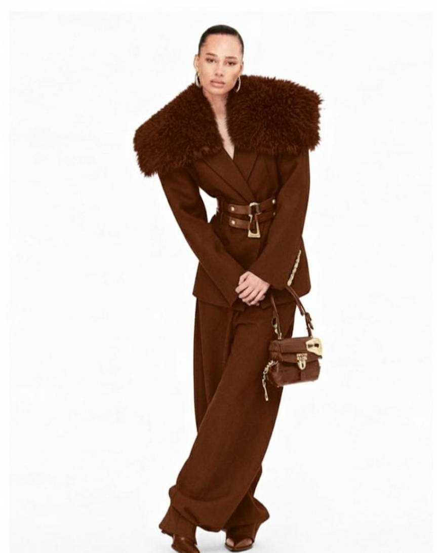 Fur Collar Detailed Blazer Set FT672