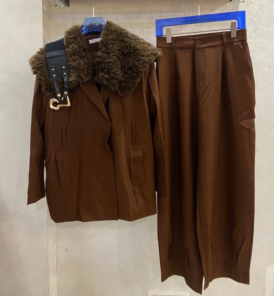 Fur Collar Detailed Blazer Set FT672