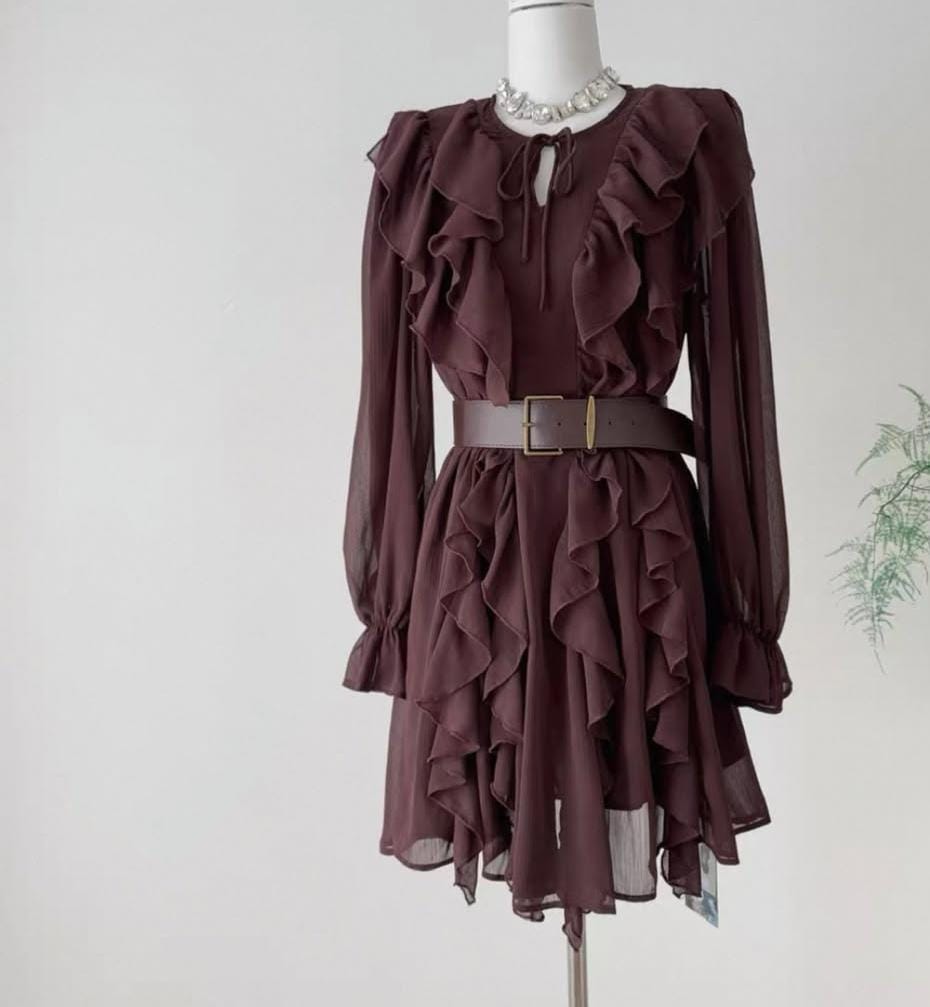 New Ruffled Dress With Belt FT673