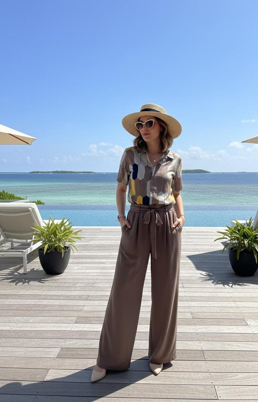 New Geometric Soft Cotton Coord Set FT664