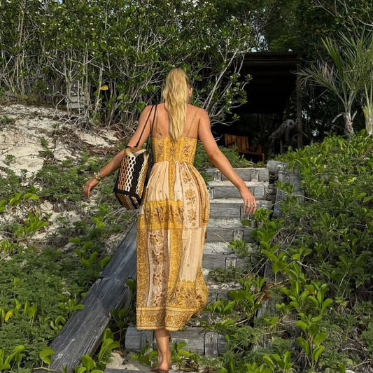 Padded Corset Printed Luxe Dress FT668