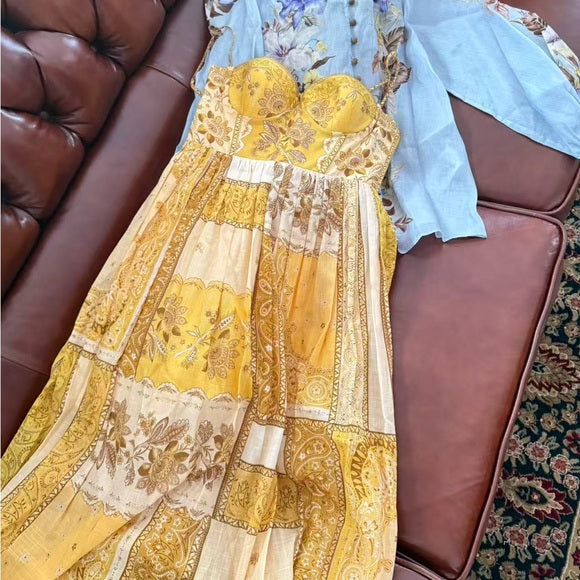 Padded Corset Printed Luxe Dress FT878
