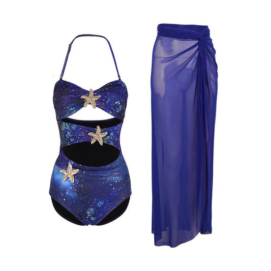 Ocean Glitter Starfish Swimsuit with Wrap FT671