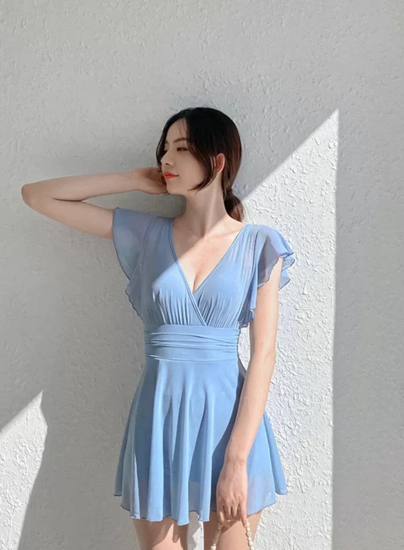 One Piece Dress Pattern Holiday Swimsuit FT686