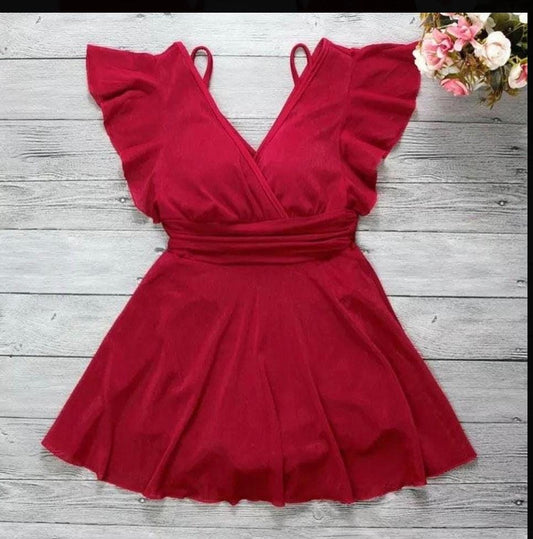 One Piece Dress Pattern Holiday Swimsuit FT686