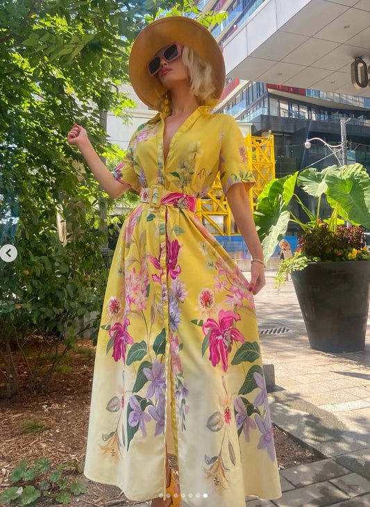 Beautiful Floral Belted Dress FT688