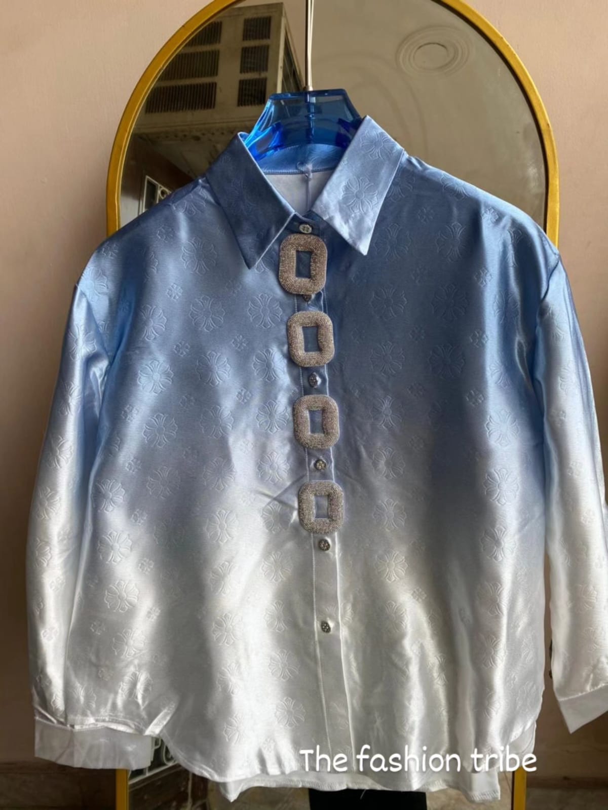Beautiful Azure Embossed Shirt FT690