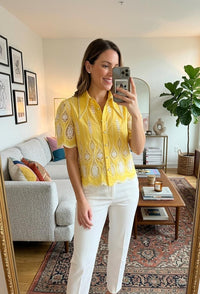 Beautiful Cutwork Crochet Pearl Shirt FT693