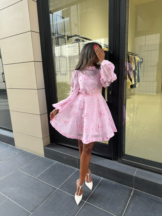Exclusive Flower Dress With Separate Inner And Belt FT697