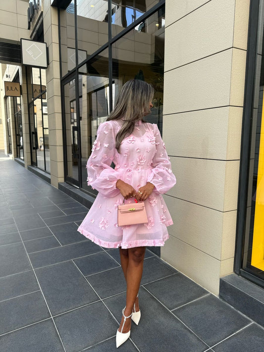 Exclusive Flower Dress With Separate Inner And Belt FT697