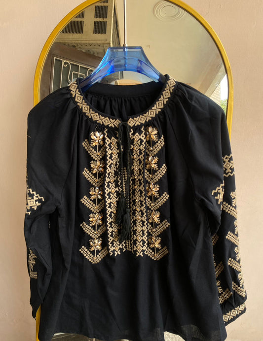 Luxe Embellished Tunic Top FT703