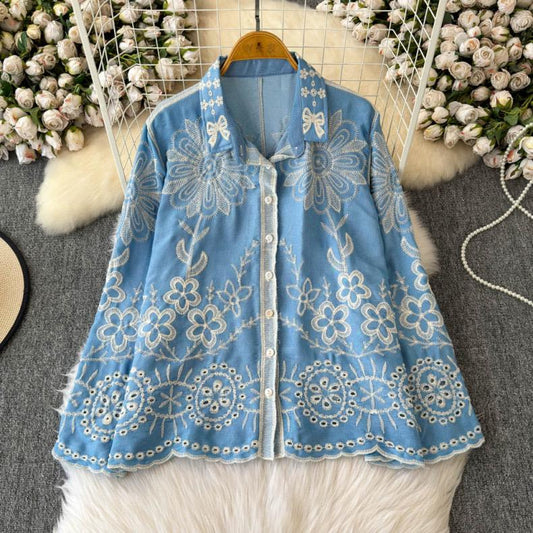 Stunning Embroidered Cutwork Shirt FT707