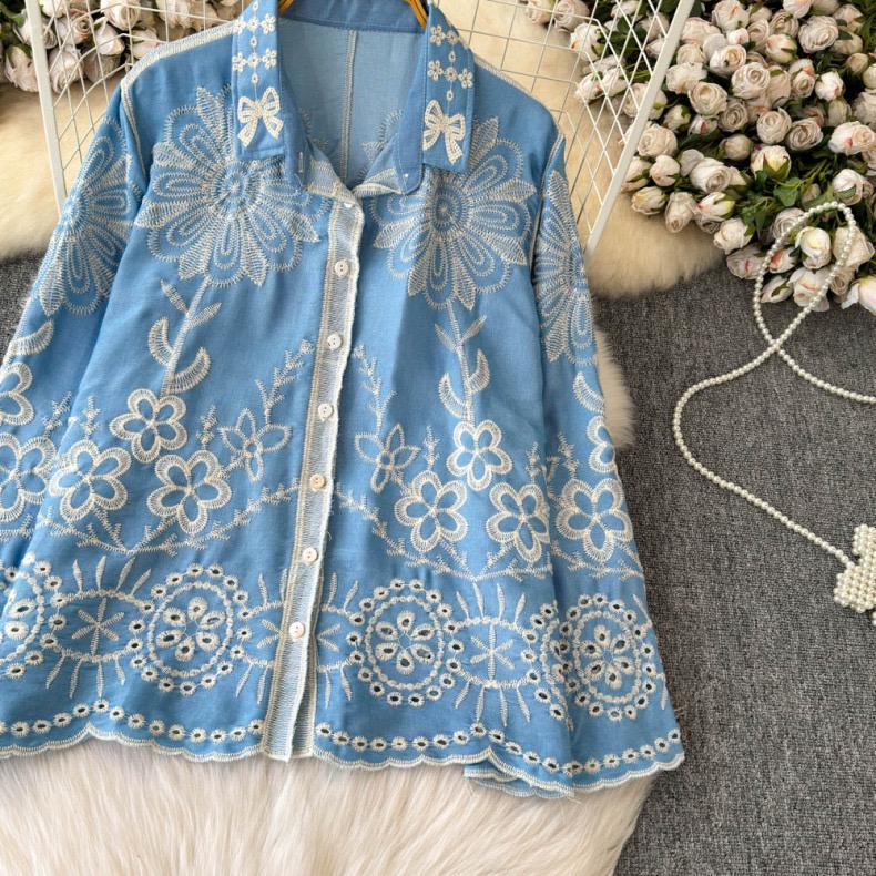 Stunning Embroidered Cutwork Shirt FT707