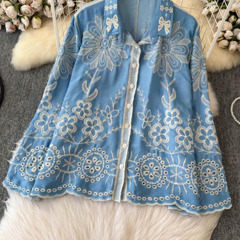 Stunning Embroidered Cutwork Shirt FT707