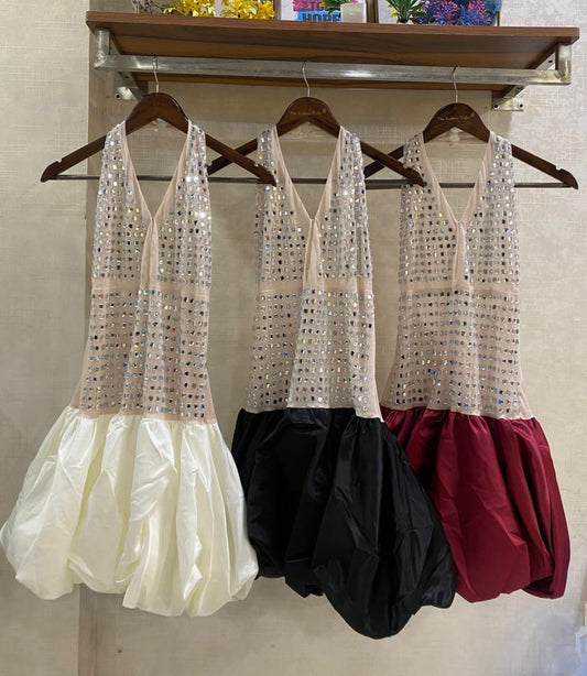 Luxe Embellished Ruffle Dress FT875