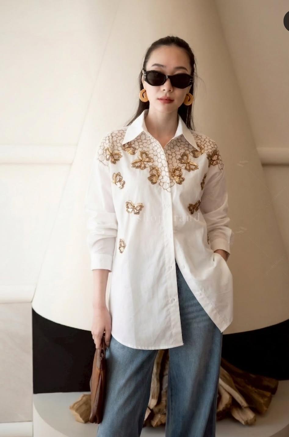 Metallic Work Butterfly Embellished Shirt FT710