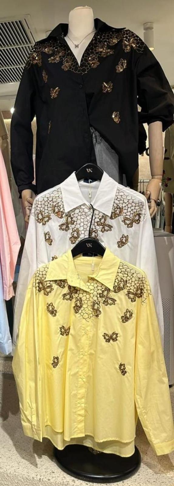 Metallic Work Butterfly Embellished Shirt FT710