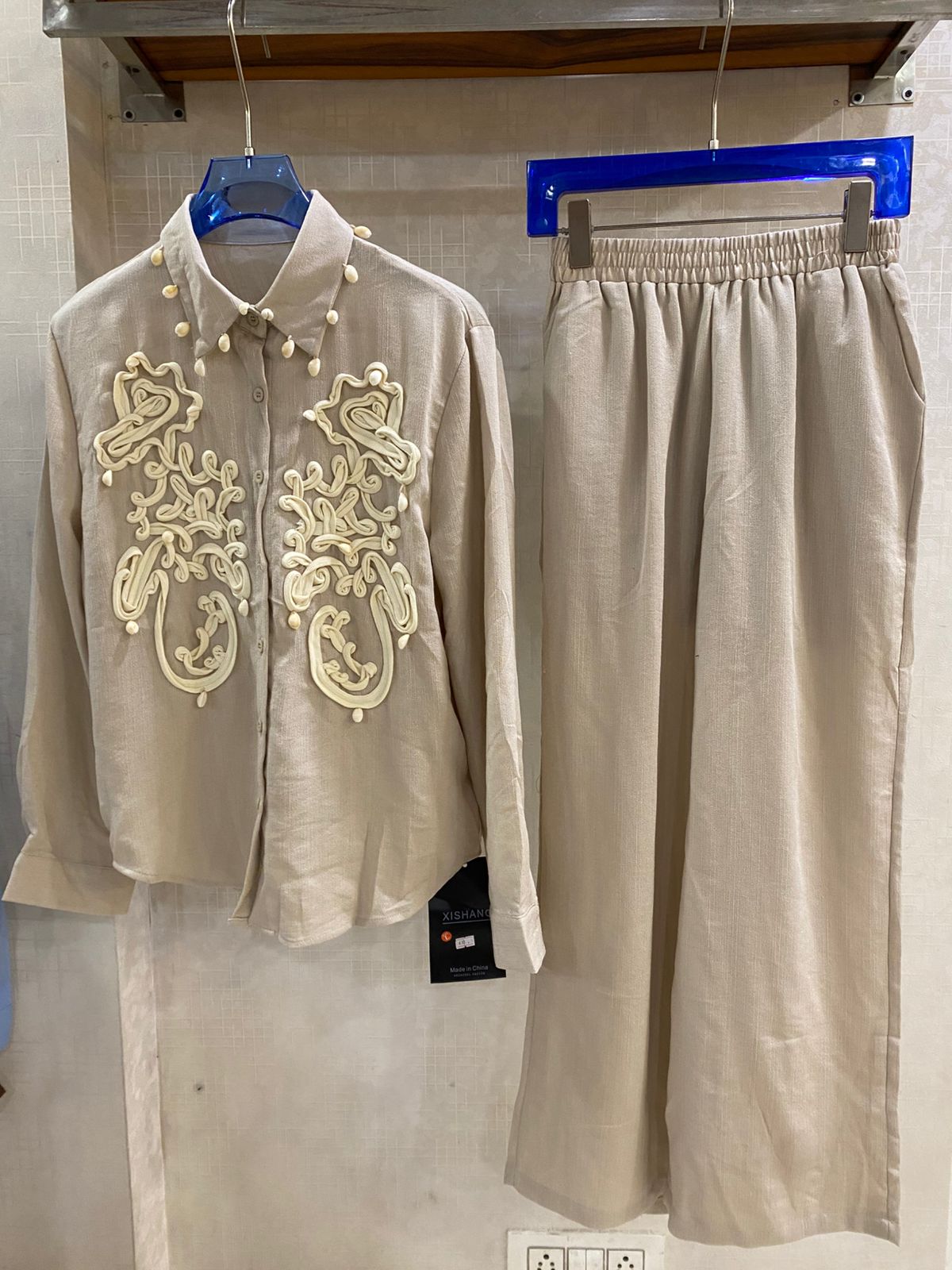 Luxury Shells And 3D Embroidered Co-Ord Set FT871
