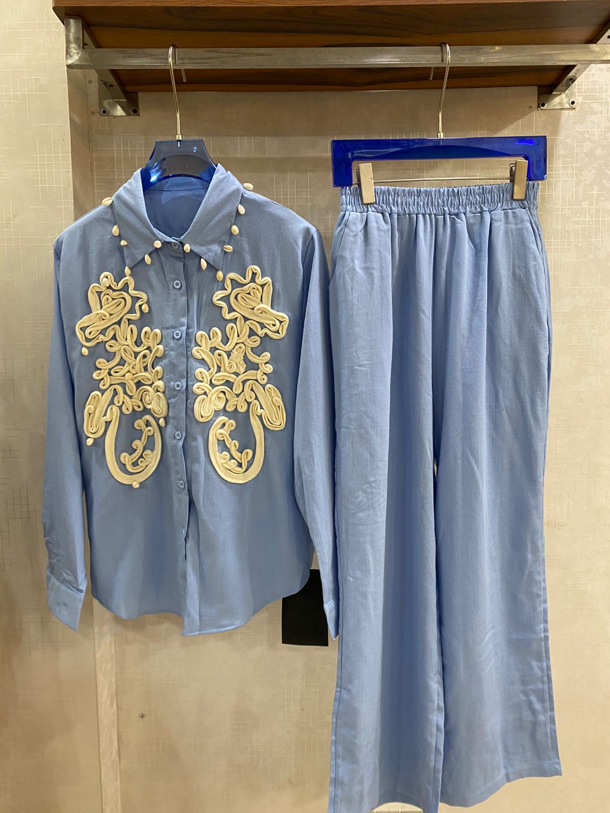 Luxury Shells And 3D Embroidered Co-Ord Set FT871