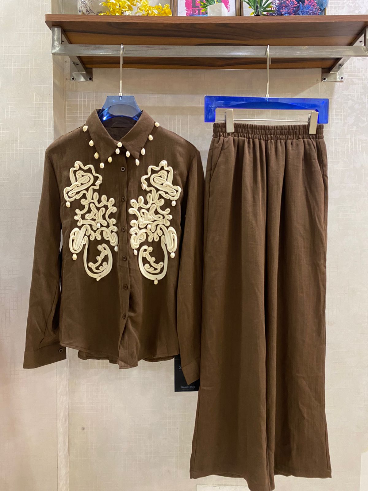 Luxury Shells And 3D Embroidered Co-Ord Set FT871