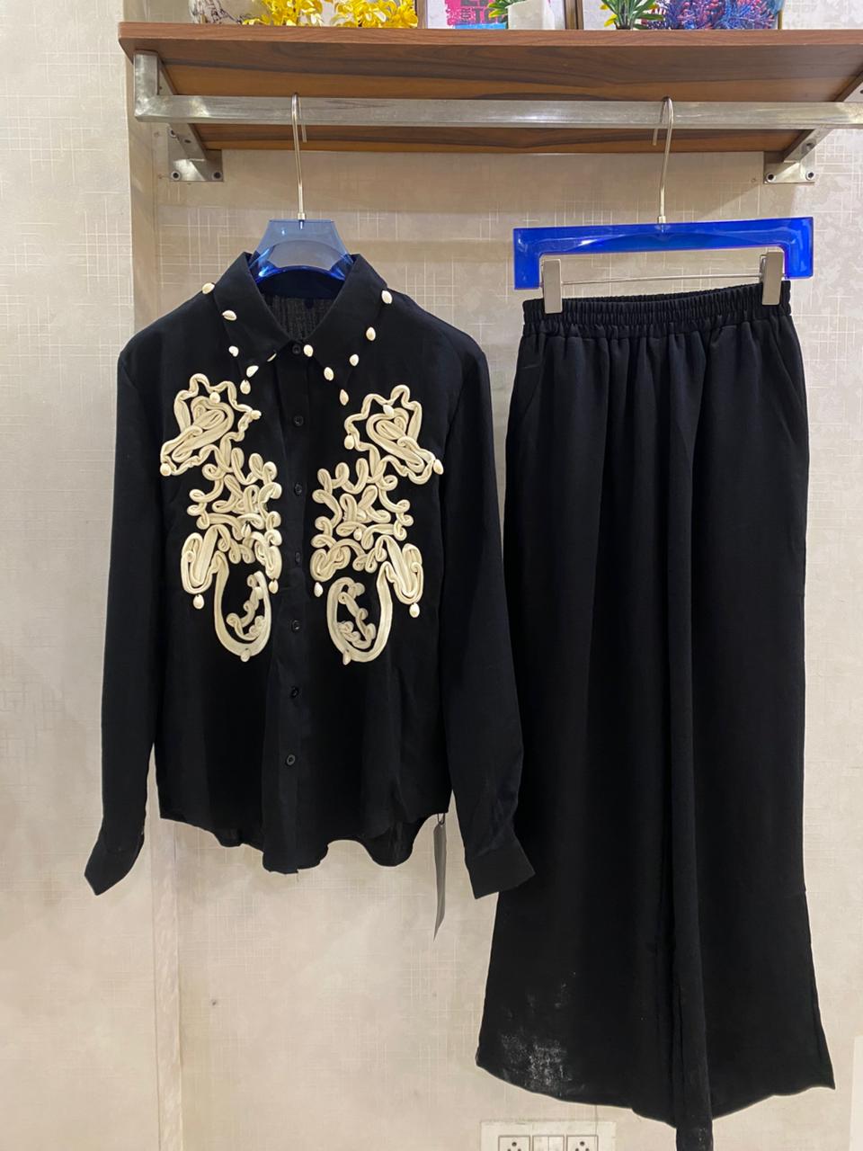 Luxury Shells And 3D Embroidered Co-Ord Set FT871