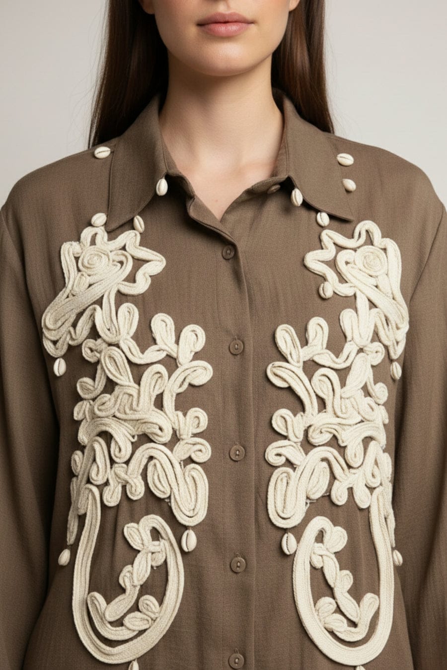 Luxury Shells And 3D Embroidered Co-Ord Set FT871