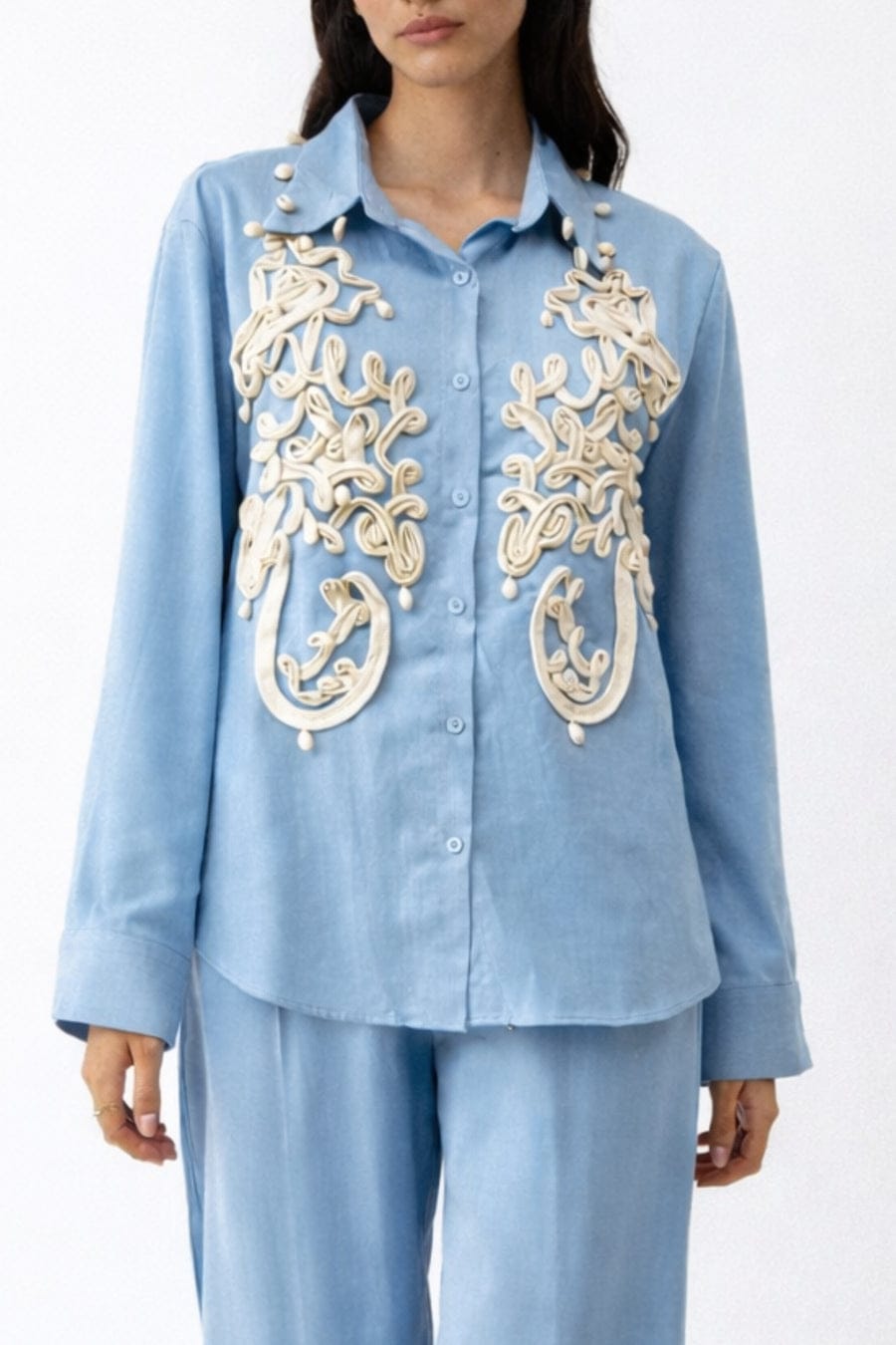 Luxury Shells And 3D Embroidered Co-Ord Set FT871