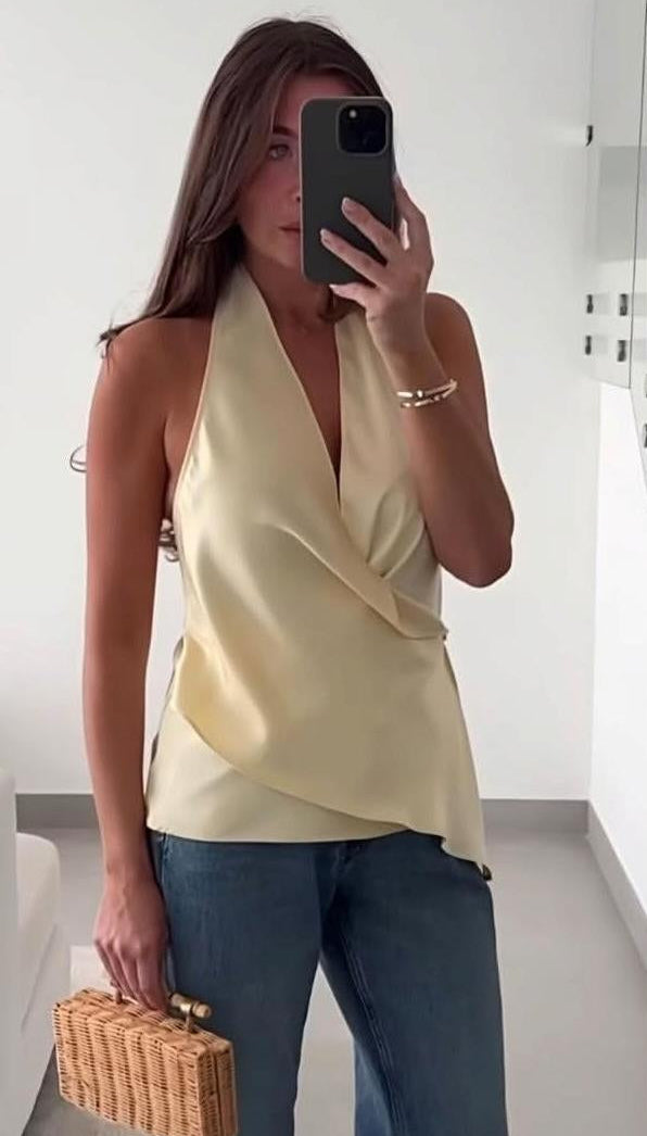 Satin Halter Neck Top FT869