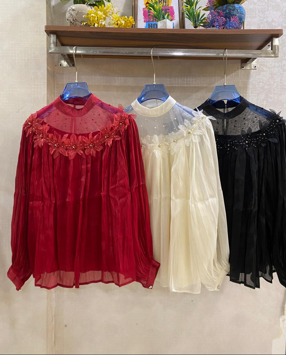 Flower Embellished Top FT868