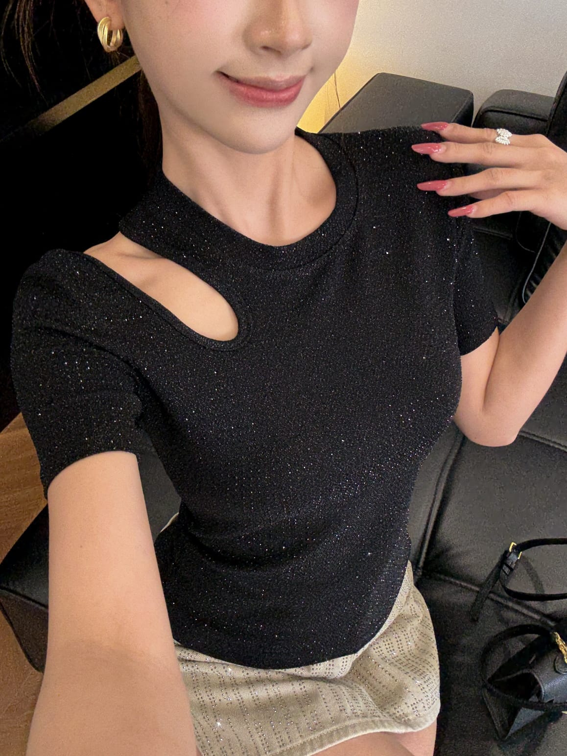 Beautiful Shimmery Top With Cut Work FT867