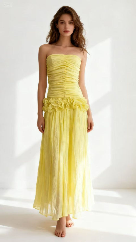 Ruched Ruffle Detailed Dress FT731