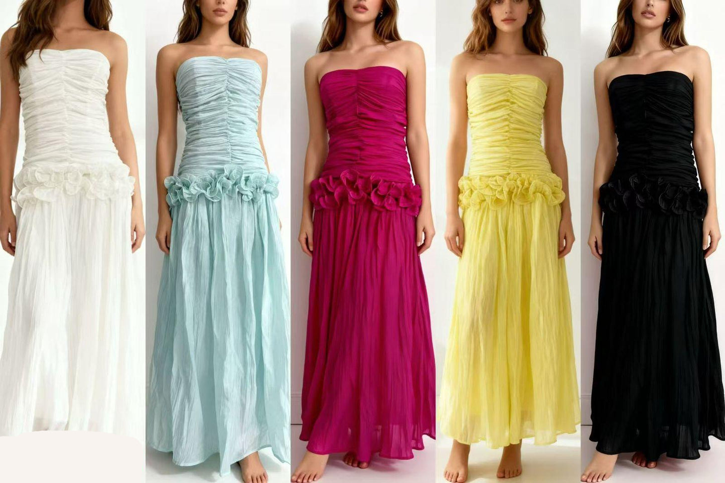 Ruched Ruffle Detailed Dress FT731