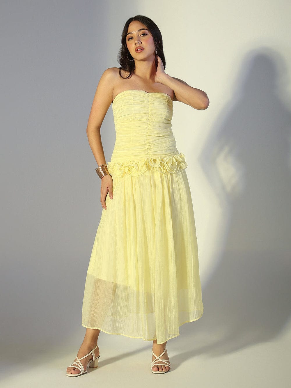 Ruched Ruffle Detailed Dress FT731