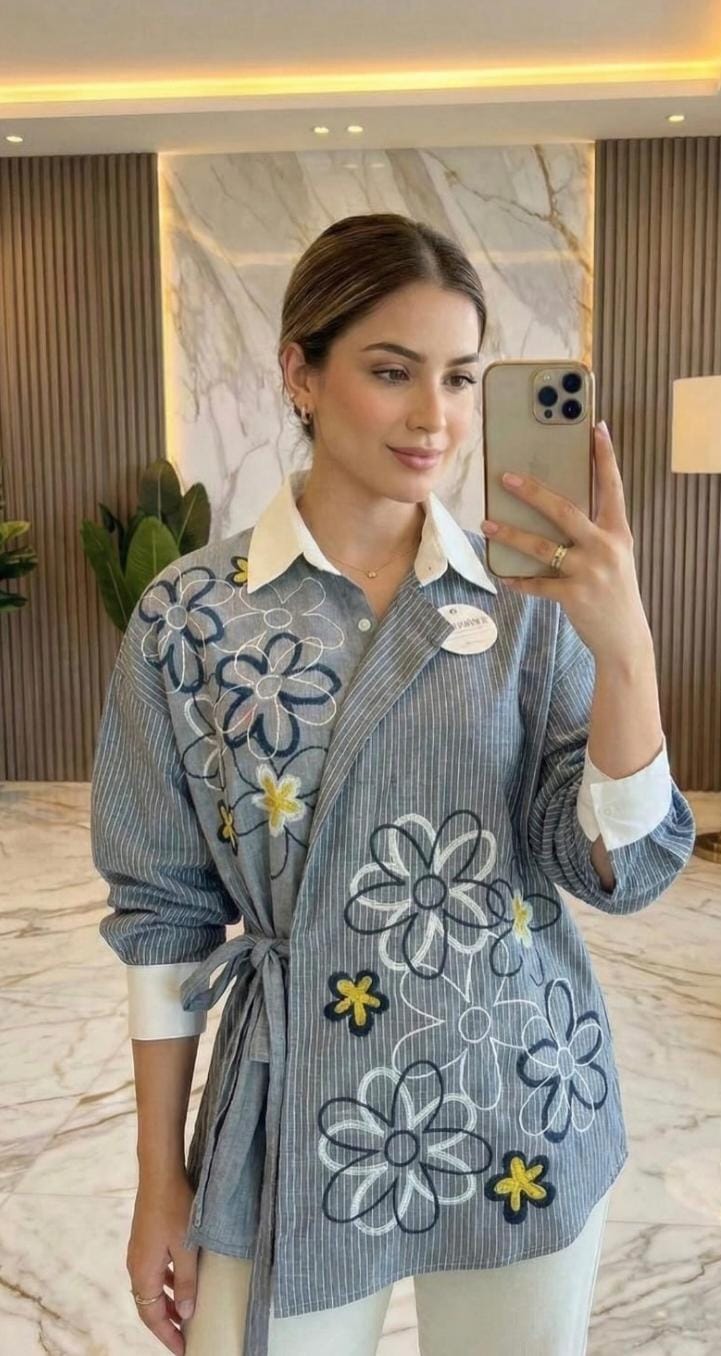 Knotted Embroidered Shirt FT737
