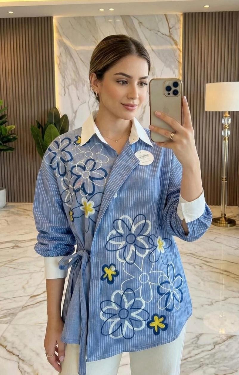 Knotted Embroidered Shirt FT737