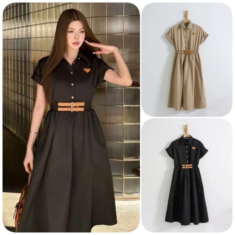 Stunning Midi Dress With Attached Belt FT739