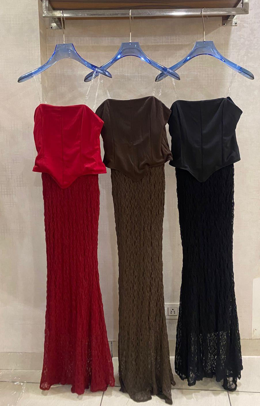 Lace Detailed Corset Attached Long Dress FT750