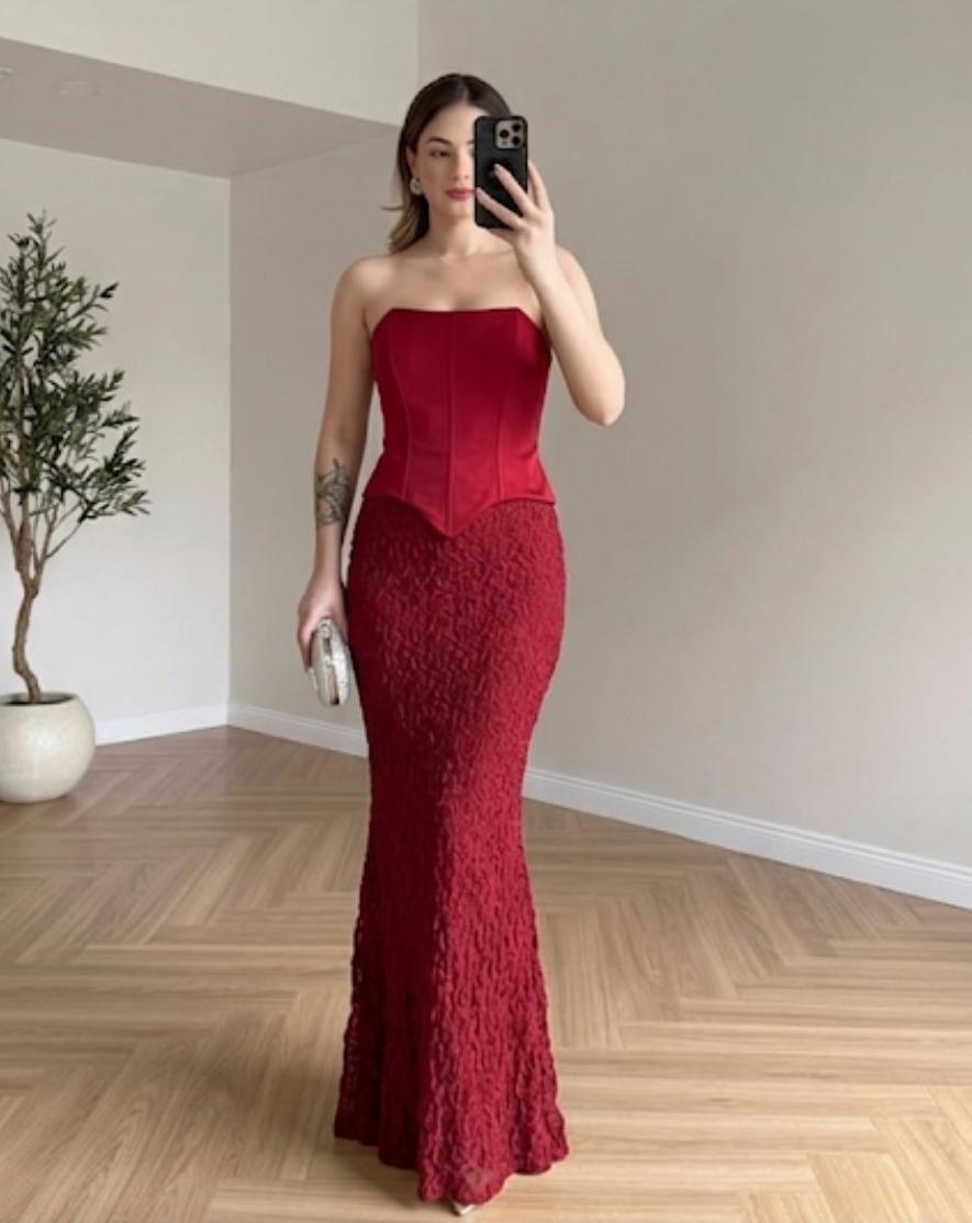 Lace Detailed Corset Attached Long Dress FT750