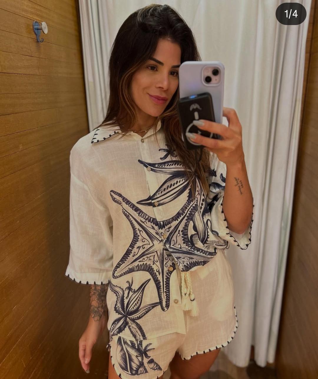 Beautiful Star Fish Print Co-Ord Set FT859