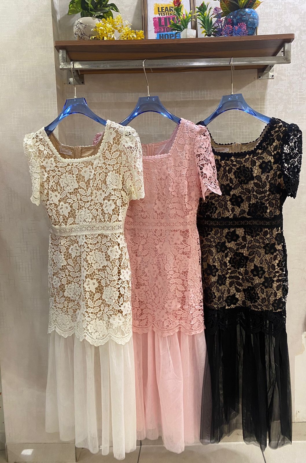 Square Neck Lace Dress FT748