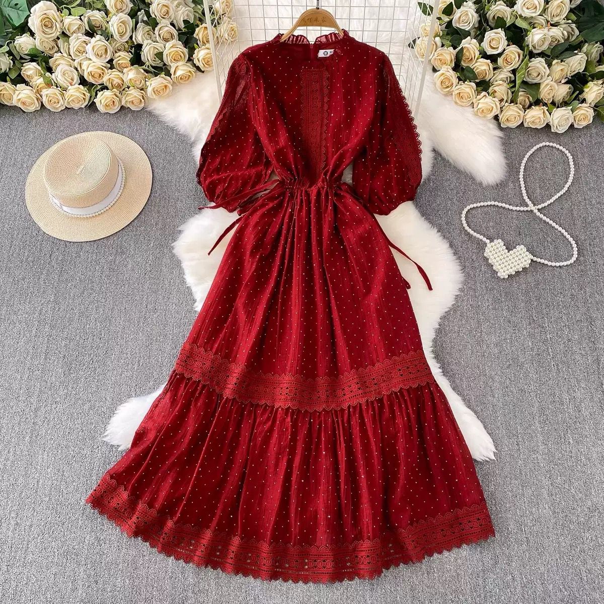 Stunning Lace Detailed Long Dress FT752