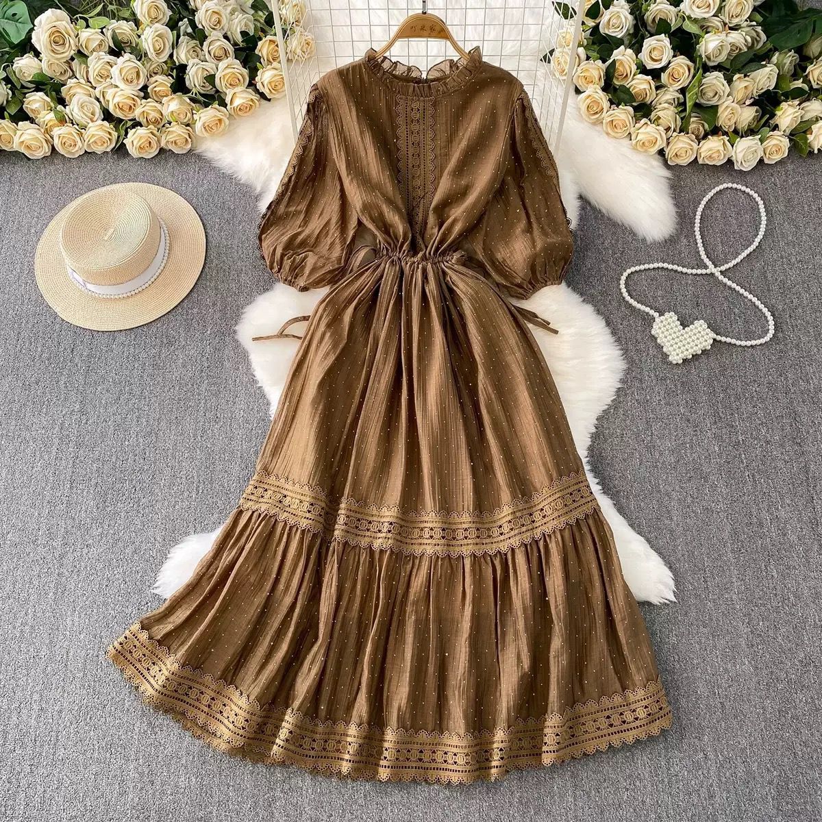 Stunning Lace Detailed Long Dress FT752