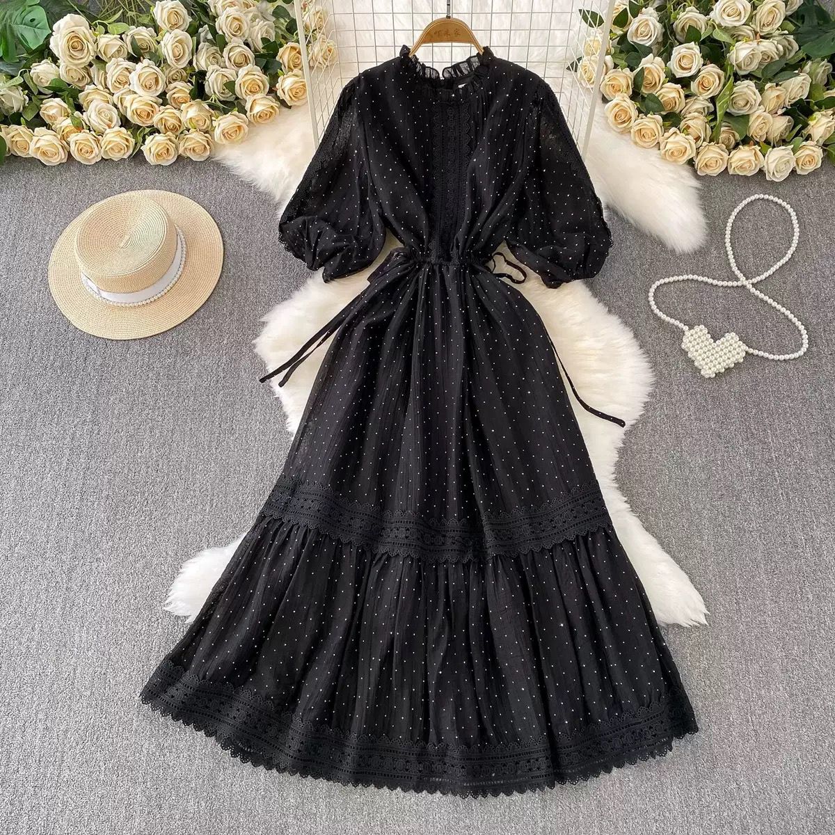 Stunning Lace Detailed Long Dress FT752
