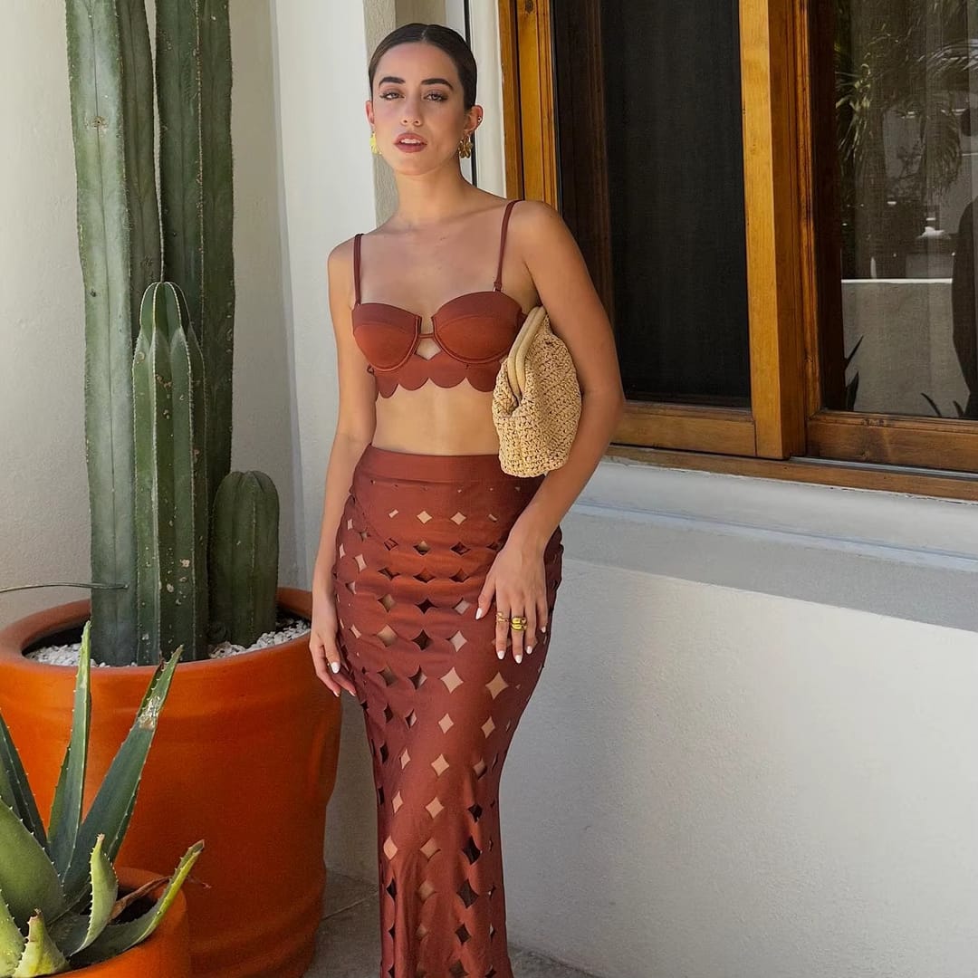 Rosie Laser Cut Resort Wear Set FT751