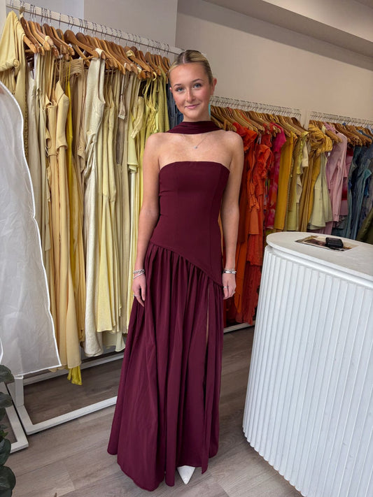 Asymmetrical Maxi Dress With Scarf With Back Adjustable FT754