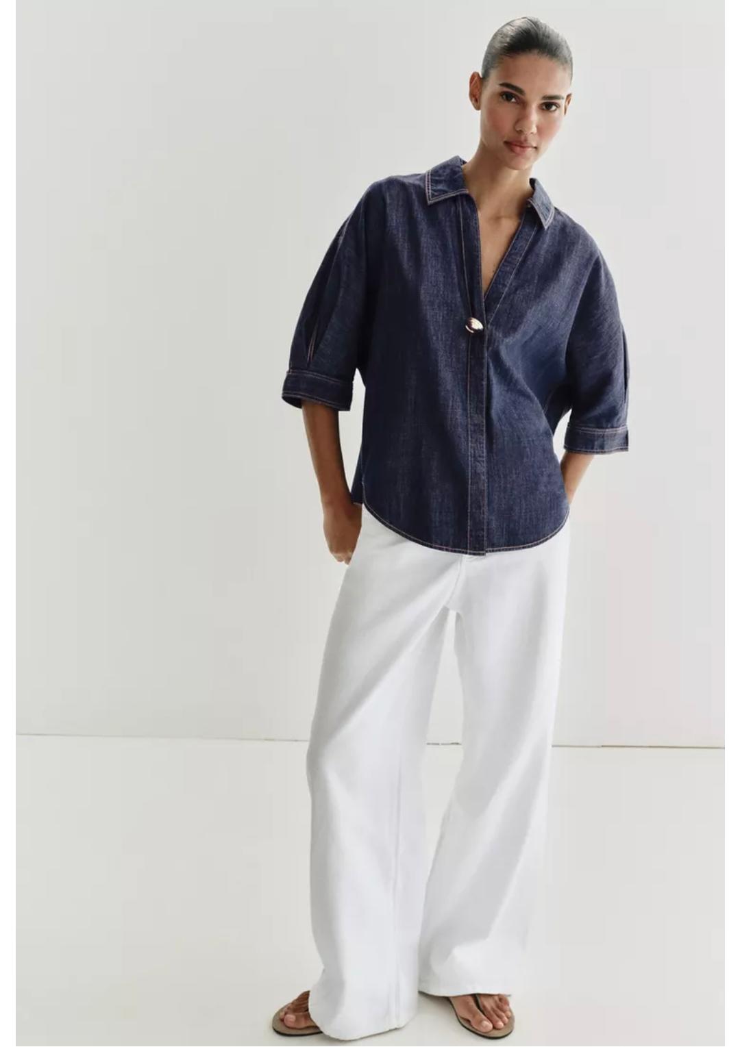 Heavy Denim Gold Buttoned Shirt FT756
