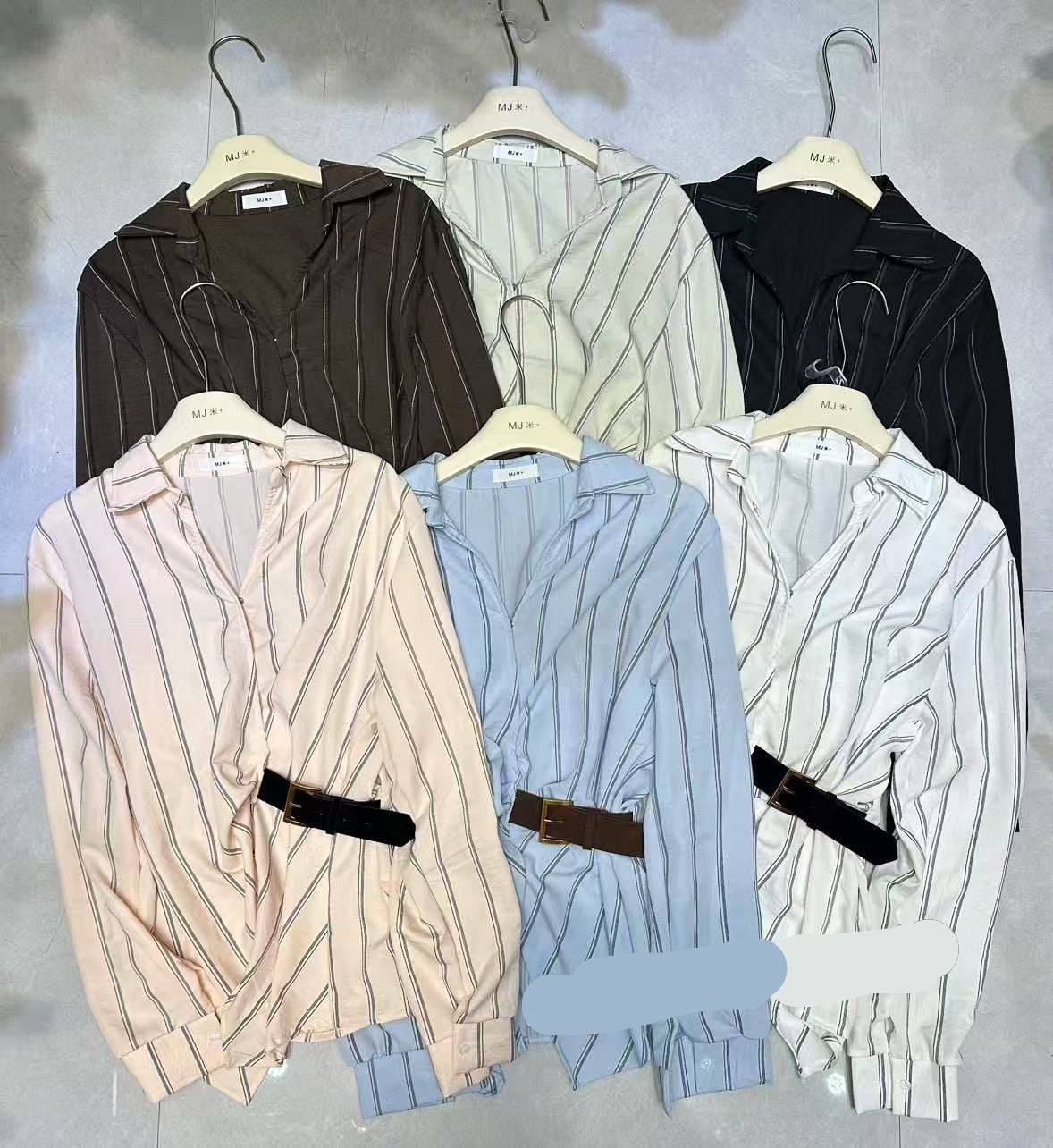 Striped Side Belted Shirt FT763